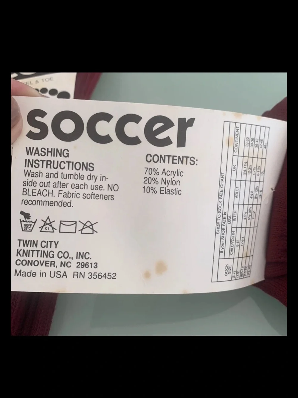 Lot of 2 Vintage Twin City Soccer Socks Maroon Intermediate USA 8 1/2-11 NWT